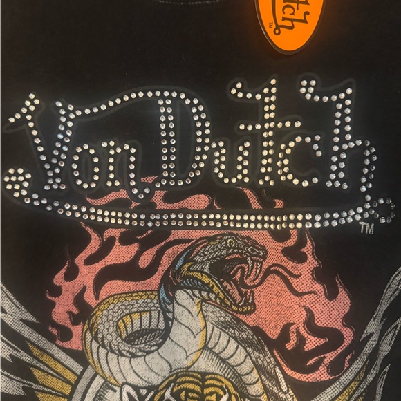 NWT Y2K Von Dutch Studded Logo Tee with Tiger and Snake Graphic - Picture 4 of 7
